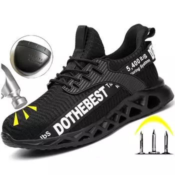 Plus Sise 36-48 Mens Safety Work Shoes Indestructible Anti-smash Sneakers Construction Shoes Steel Toe Breathable Security Boots 36
