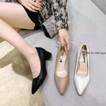 Plus Size 35-42 Basic Pumps Pointed Toe High Heels Boat Shoes for Woman Dress Shoes Shallow White Wedding Shoes Black J235214 33