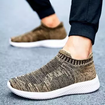Plus Size 46 Men Flats Sneakers New Fashion Sneakers for Men Casual Slip On Sock Trainers Men Shoes Zapatos de hombre 39 чёрный
