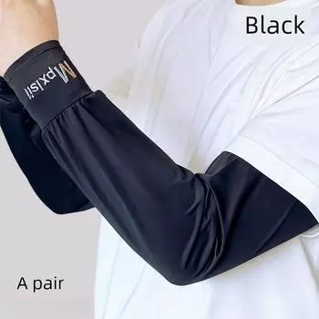 Plus Size Ice Sleeve Men s Loose Sun Protection Oversleeve Summer UV Protection Men Ice Silk Gloves Driving and Biking Arm Guard Black 3XL