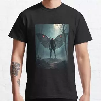 Plus Size S-3XL Mothman Printed T-shirt Men s Tops Fashion Clothes Tees S чёрный