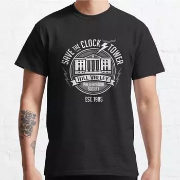 Plus Size S-3XL Save The Clock Tower Printed T-shirt Men s Tops Fashion Clothes Tees S чёрный