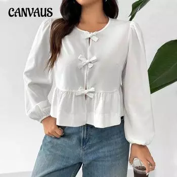 Plus Size Women s Autumn Gentle Solid Color Bubble Sleeve Bow Cardigan Top 1XL