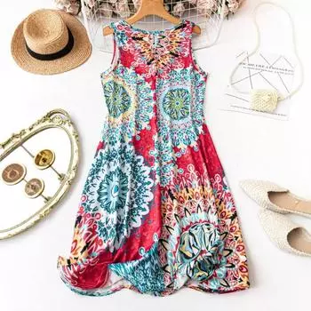 Plus-size Women s Summer Casual Print Halter Dress XL жёлтый