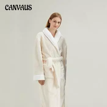 Большие размеры Женская зимняя длинная плотная парная пижама Advanced Sense Coral Velvet M бежевый