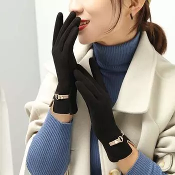 Plus Velvet Five Fingers Driving Gloves German Velvet Mittens Gloves Female Gloves