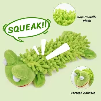 Plush Animals Toys Durable Cute Puppy Toys Squeaky Dog Shape Plush Toys Dog Supplies Plush Toy for Small Medium Large Dogs