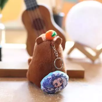 Plush Aobing Capybara Toy Keychain With Wagging Tail Soft Pp Cotton Bag Decor Ao Bing