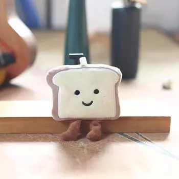 Plush Bread Toast Character Stuffed Doll Keychain For Bookbags Collectors And Small Bread