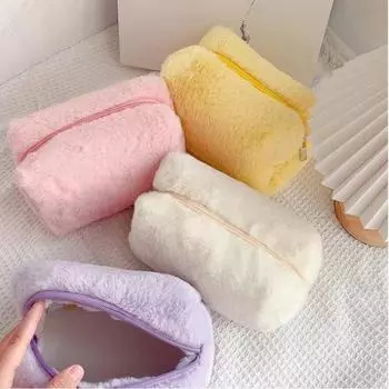 Мягкая косметичка Macaron sweet большая вместительная сумка для хранения Высокий уровень внешнего вида белый