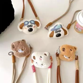 Plush Mobile Phone Crossbody Strap Dog Phone Lanyard Unisex Phone Strap with Bag Girl Decorative style 4