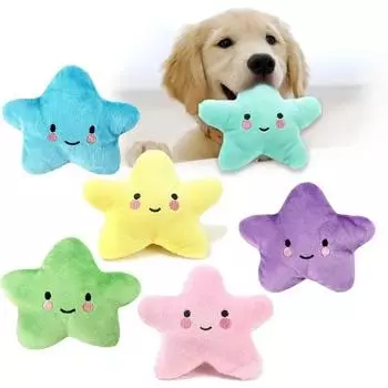 Plush Star-Shaped Squeaky Dog Toy - Durable, Soft, Chew-Resistant, Interactive Fun for All Dog Breeds Plush Sound Toy for Dogs светло-синий