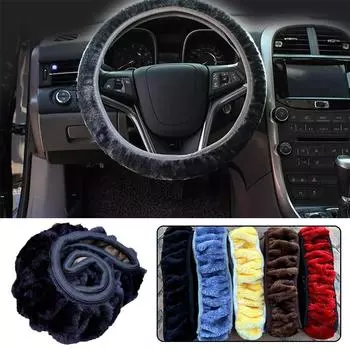 Plush Steering Wheel Cover For Women And Men Winter Cute Car Steering Wheel Cover Anti-slip Car Handle Cover