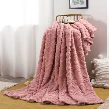Plush Throw Blanket Super Soft Comfortable Lightweight Breathable Cozy Warm Solid Color Blanket Blanket For Sleepers Sofa Couch 180*200cm розовый