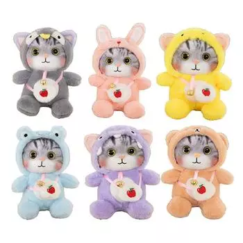 Плюшевая игрушка в виде кошки, милый колокольчик, мягкая, красочная, пушистая, мягкая игрушка в виде кошки для детей на день рождения Grey