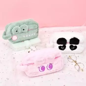 Плюшевая косметичка с милыми животными из мультфильма, косметичка, косметичка, косметичка большой емкости, студенческий пенал, канцелярская сумка
