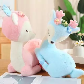 Плюшевая кукла Peaceful Peace Deer, мягкая кукла с цветочным узором, обруч для оленей, кукла-успокоение, игрушки для детей, подарок на день рождения для девочки на Рождество about 30-35cm
