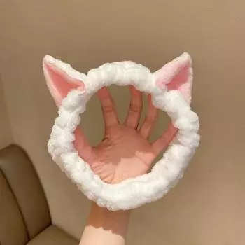 Плюшевая повязка на голову Sweet Face Wash Makeup Трехмерная плюшевая повязка на голову One Size белый