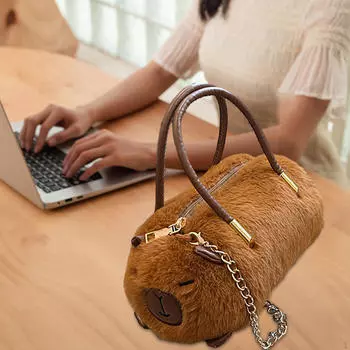 Плюшевая сумка через плечо Capybara, стильная, милая, повседневная, женская, подарки для девушки, сумка-тоут