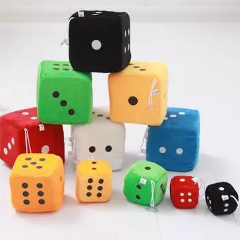 Плюшевые игральные кости с присоской, 10x10x10 см, мультяшные игральные кости, подарок, плюшевые украшения для дома