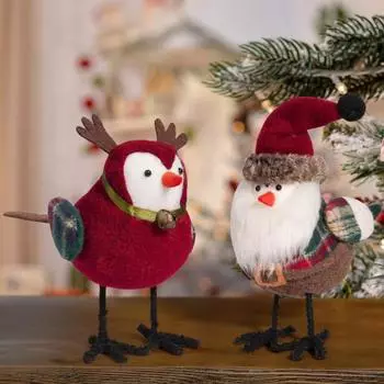 Плюшевые стоячие фигурки птиц Yousheng Christmas, милые украшения для стола в виде птиц на Рождество, многоярусный поднос, праздничные украшения, подарки A