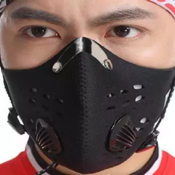 PM2.5 Маска для верховой езды с активированным углем Пешие прогулки Спорт на открытом воздухе Анти-загрязнение Городские велосипедные маски чёрный