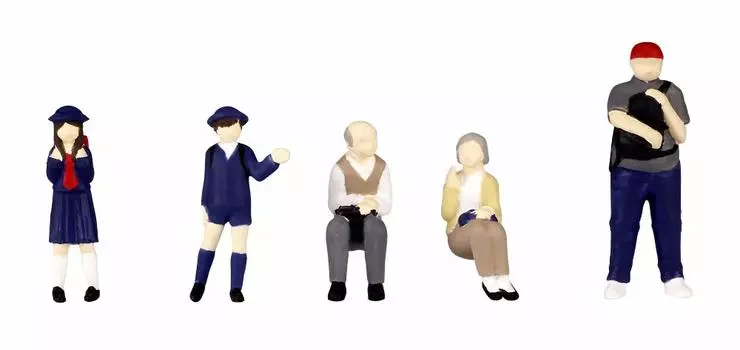PM Office A Super Mini Figure 6 Bus Stop Set of That Day Scale PVC Painted Finished Figure MS045 1/80 1/80