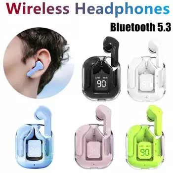 По-настоящему беспроводные наушники Bluetooth 5.3 с сенсорным управлением, мини-наушники-вкладыши с цифровым дисплеем и зарядным устройством чёрный