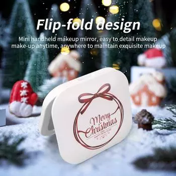 Pocket Mirror 1X/2X Magnification LED Compact with Light Folding, Handheld, Small Lighted Cosmetic Mirror for Christmas Gift белый