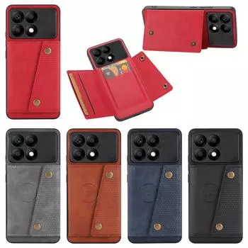 POCO X6 PRO 5G флип кожаный чехол-кошелек магнитные слоты для карт карман держатель задняя крышка для Xiaomi POCO X6 PRO 5G чехлы для телефонов POCO X6 PRO 5G чёрный