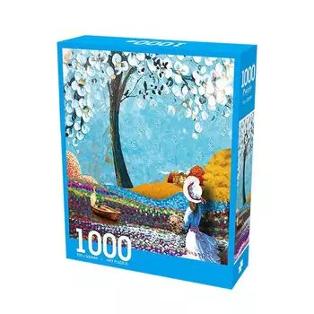 Подарочная игрушка, пазл из 1000 деталей, идеально подходит для игровых вечеров. Готовый размер 28x20 дюймов. One Size