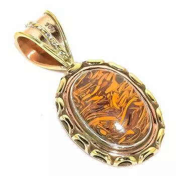 Подарочная подвеска из чистого серебра 925 пробы Natural Maryam Jasper TwoTone 1,50 дюйма K9O87