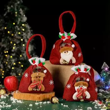 Подарочная сумка Yousheng Christmas Candy Tote, очаровательный дизайн, рождественский стиль, создающий атмосферу праздника, подарочная сумка на шнурке G