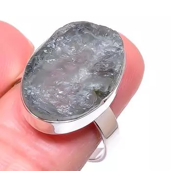 Подарочное кольцо из чистого серебра 925 пробы с натуральным аквамарином S.9 w8k93