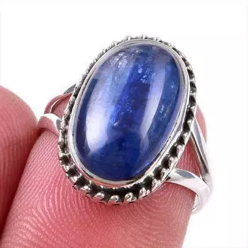 Подарочное кольцо из чистого серебра 925 пробы с натуральным кианитом ручной работы S.6 u7N57
