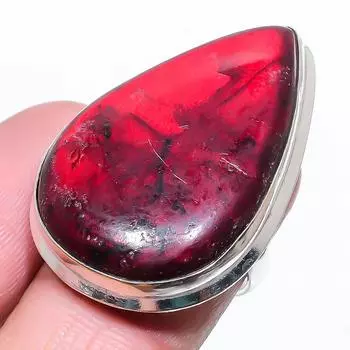 Подарочное кольцо из серебра 925 пробы с натуральным красным лабрадоритом, размер 10 u3V69