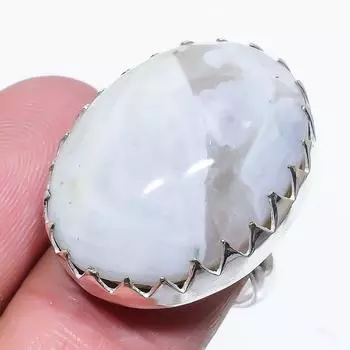 Подарочное кольцо из серебра 925 пробы с натуральным радужным лунным камнем, размер 7, a5H69