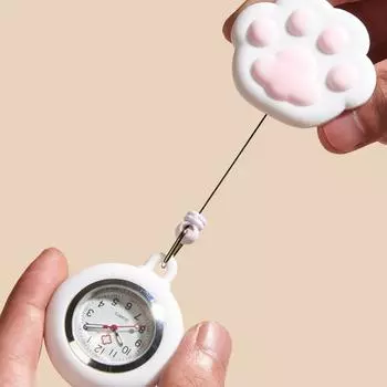 Подарочные карманные часы для медсестры, кошачья лапа, значок доктора, катушка, женские выдвижные часы, брошь