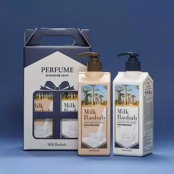 Подарочный набор духов Milk Baobab для волос White Musk (Шампунь 500мл + Лечение 500мл)