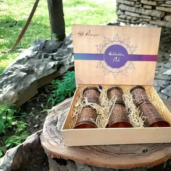 Подарочный набор из 6 предметов из чистого медного стекла (Античный Зуд) медный