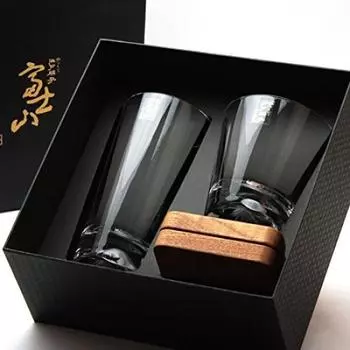Подарок Tajima Glass Fuji сияет на дне Стекло Fuji Rocks Подставка под дерево Fuji [Премиум-набор] Mt. Монтана. комплект/мт. стекло/мт. стакан/с коричневый