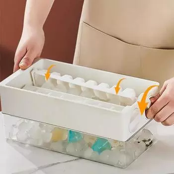 Поддоны для льда для морозильника с крышкой, вращающиеся формы для кубиков льда и поддоны, поддоны для льдогенератора для морозильника, для изготовления кухонного гаджета