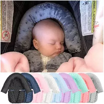 Подголовник Minky Baby с подголовником и подходящими чехлами для ремней безопасности чёрный