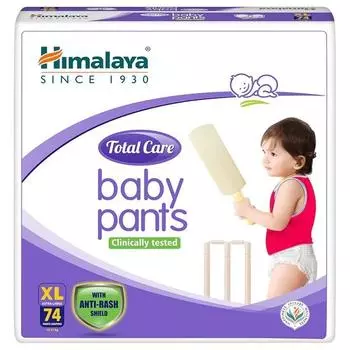 Подгузники Himalaya Total Care Baby Pants, X-Large (XL), 74 Количество, (12 - 17 кг), С защитой от опрелостей, шелковисто-мягким внутренним слоем