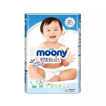 Подгузники L Moony Air Fit 54 шт. [размер ленты] (9~14 кг) белый