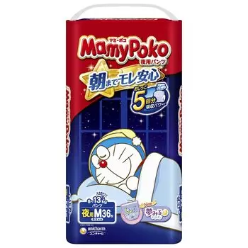 Подгузники M Mamy Poko Night Pants Doraemon 36 штук [Размер трусиков] (6~13 кг) белый