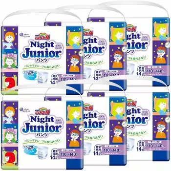 Подгузники Super BIG Goon Night Junior, приблизительная высота 84 шт., 6 шт., унисекс, ночной подгузник, предотвращающий протекание во время сна [размер штанов] (Высота