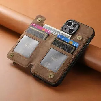 Подходит для Apple 16 Pro Max, чехол для мобильного телефона, однотонный кожаный держатель RFID-карты, защитный чехол для iPhone 15 iPhone 16 Pro Max (large hole)