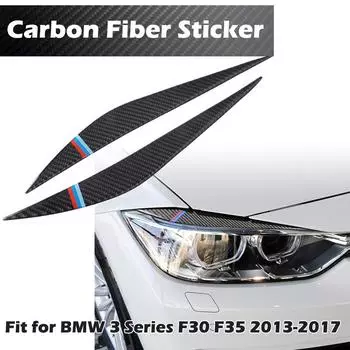 Подходит для BMW 3 серии 2013-2017 F30 F35, наклейки на фары, наклейки для бровей, век, отделка, чехол из углеродного волокна, декоративный автомобиль Eyelids Sticker