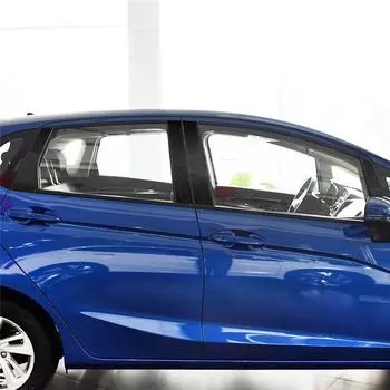 Подходит для Honda Fit/Jazz GK5 3-го поколения 2014-2017 Автомобильные аксессуары Углеродное волокно Накладка на окно Наклейка на центральную стойку автомобиля 3D чёрный